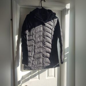 NORTH FACE Women's XS Long Goose Down Winter Coat 600 Black Warm Rem. Hood READ